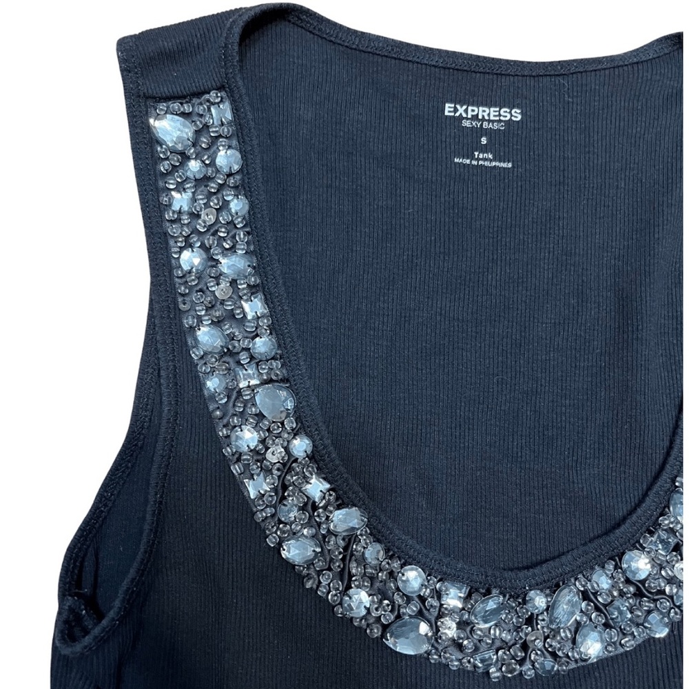 Express Ribbed Embellished Tank Top - Picture 2 of 2